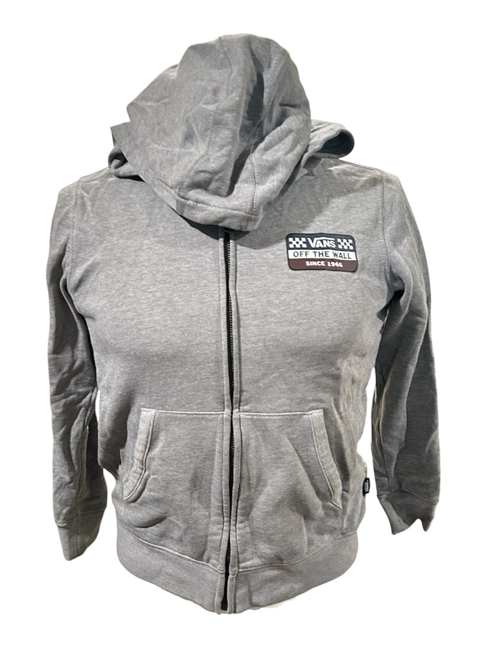 Vans Gray Hoodie with Navy and Brown Logo Panel